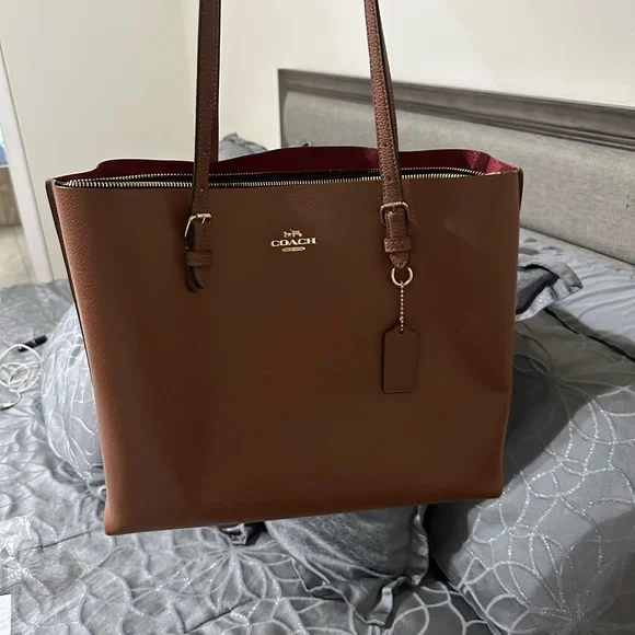 Coach Mollie Tan Leather Tote Bag - Picture 10 of 11